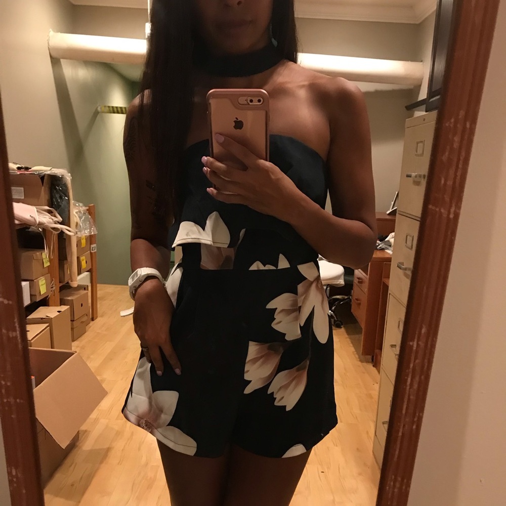 SOLD - Floral Zip Back Romper